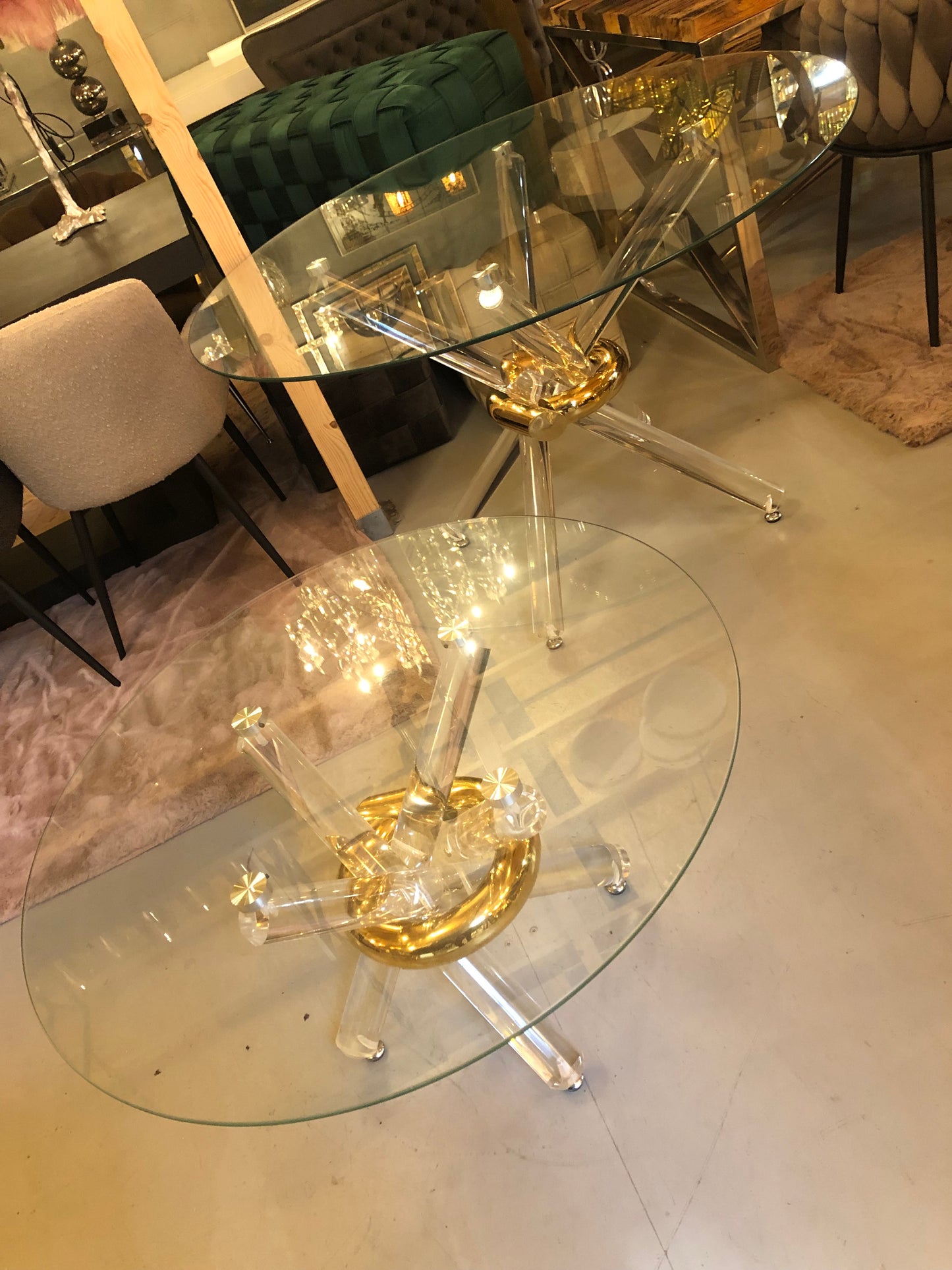 Glazen ronde tafel set