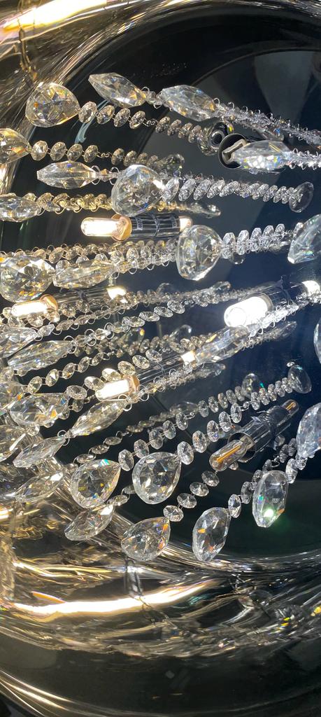 Kroonluchter smokey glas en kristallen