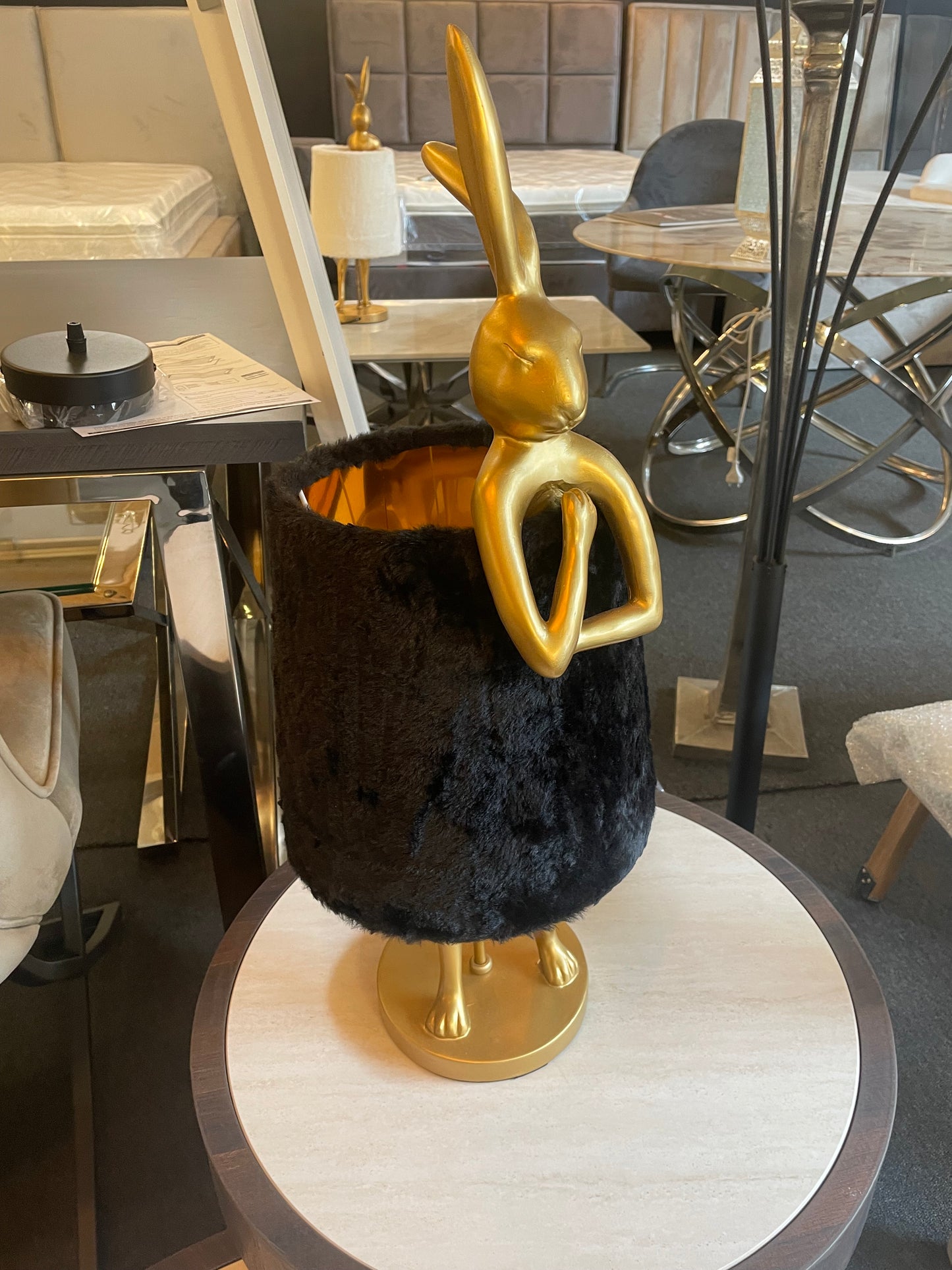 Tafellamp Konijn - Zwart met Goud - ca. 68cm