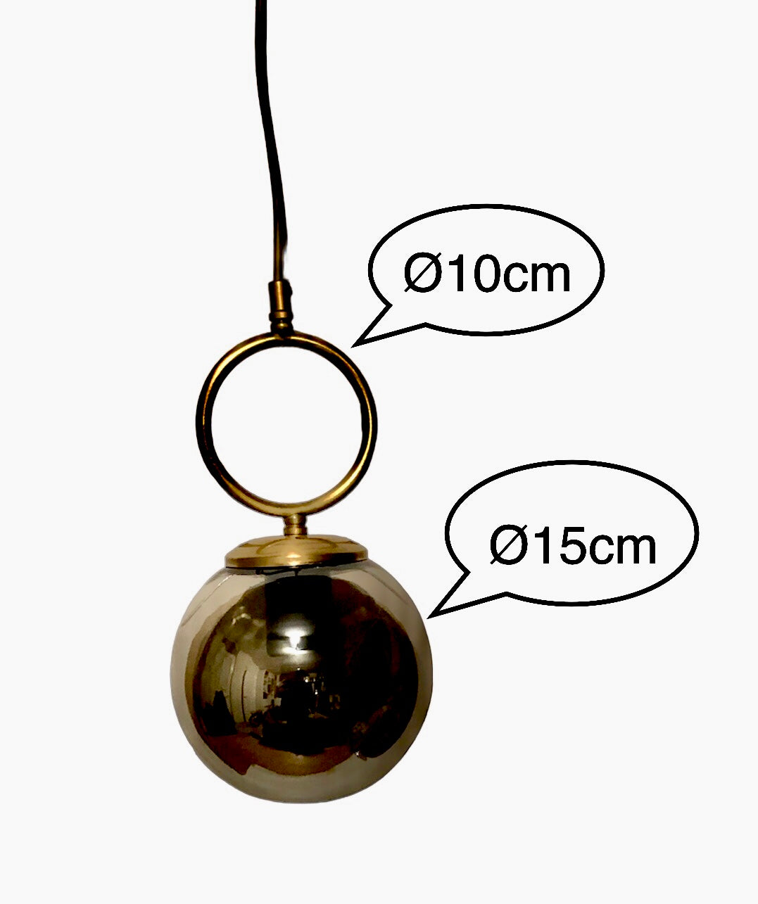 Hanglamp smokey/gold ballen