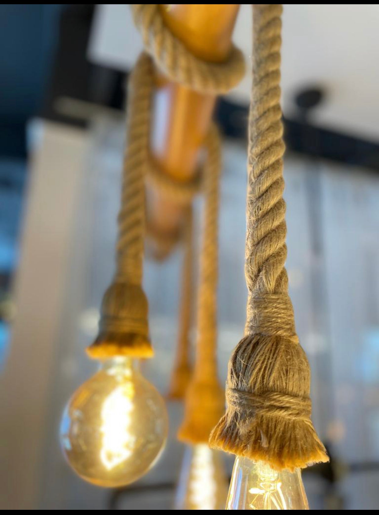 Hanglamp bamboe/touw