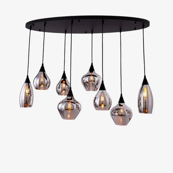 Smokey 8 glazen hanglamp oval