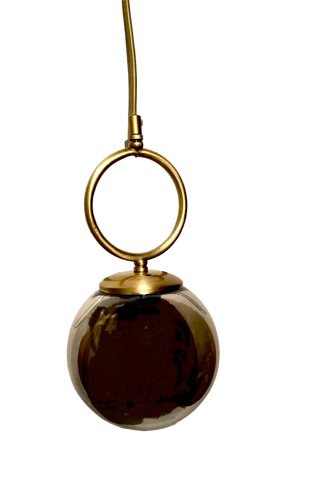 Hanglamp smokey/gold ballen