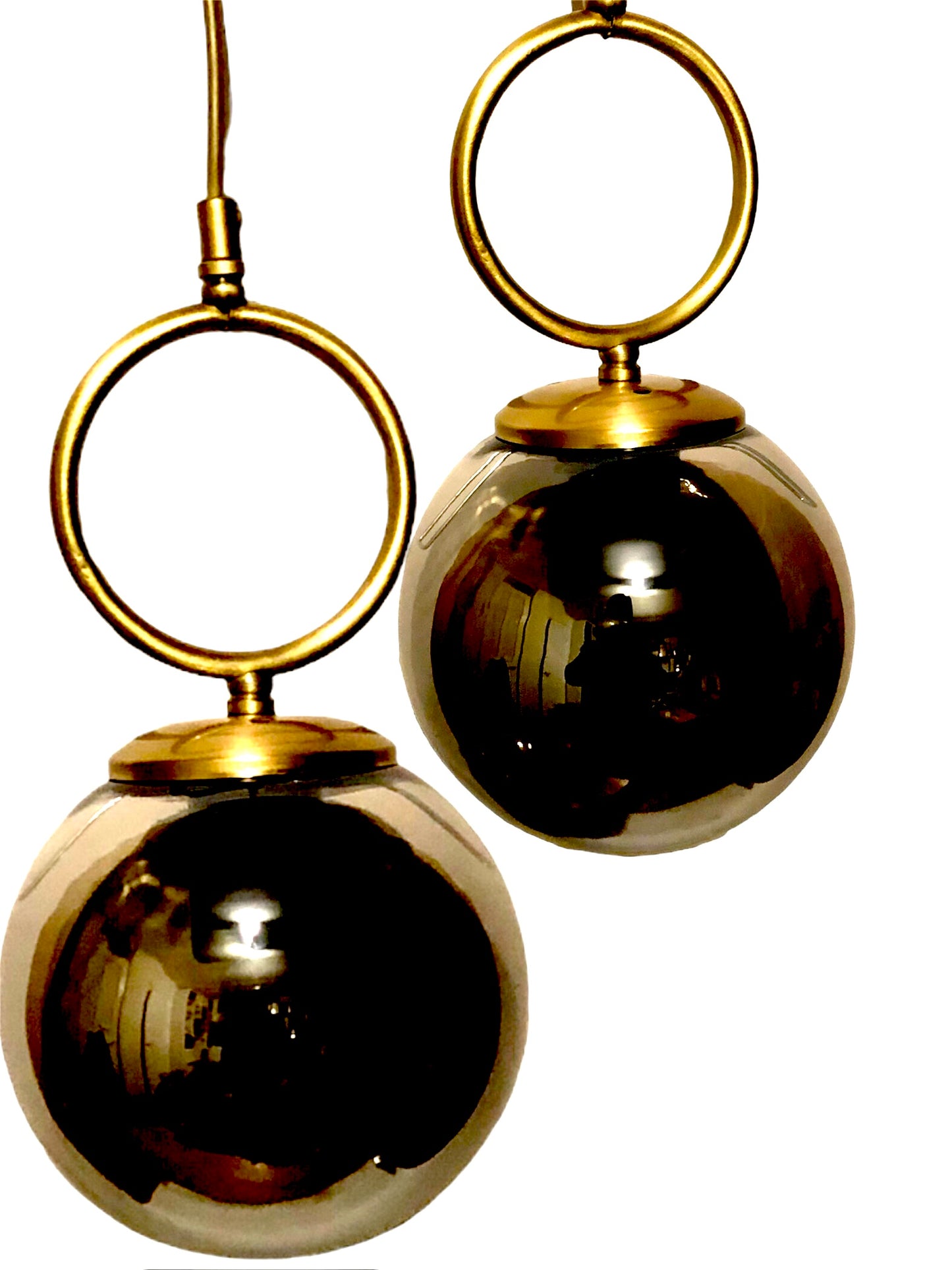 Hanglamp smokey/gold ballen