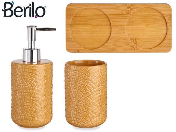 Keramiek badkamer set kameel