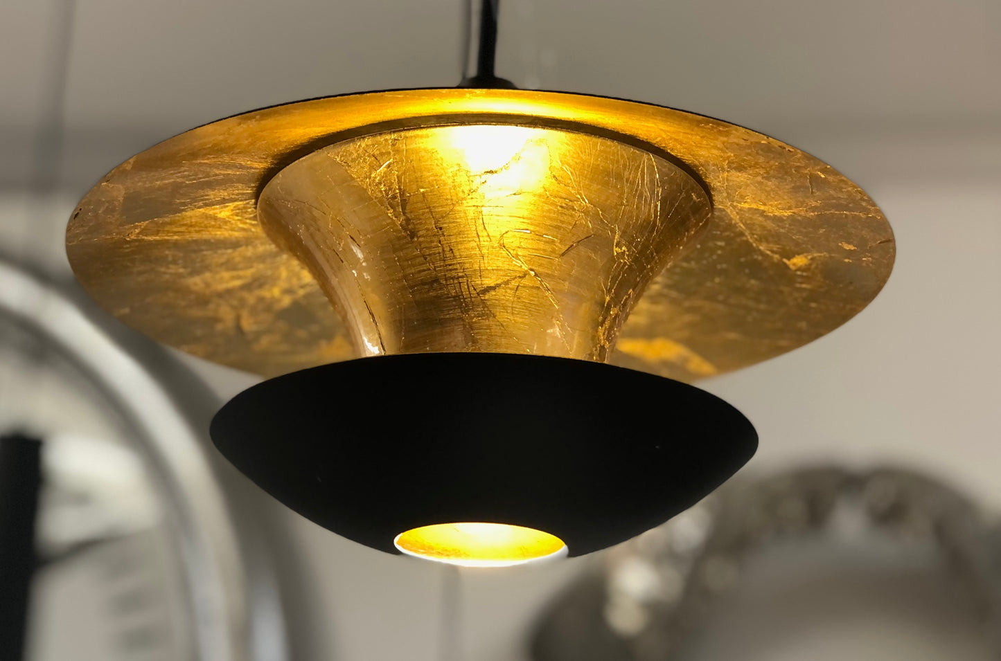 Hanglamp 3 LED lampen (goud/zwart)