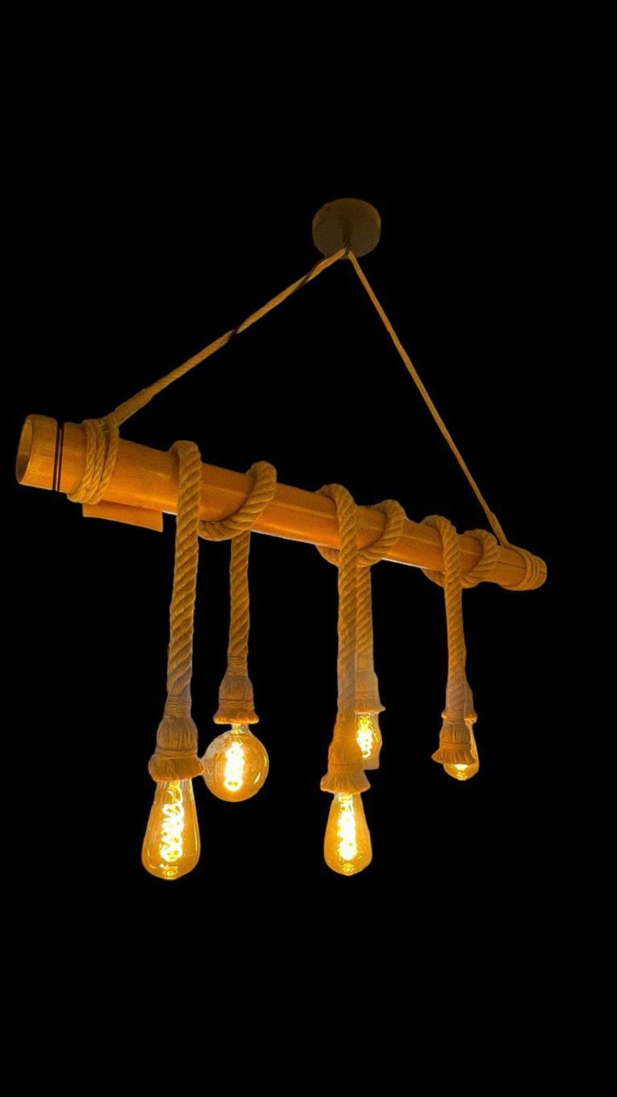 Hanglamp bamboe/touw