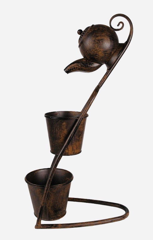 Metaal bloemenhouder theepot