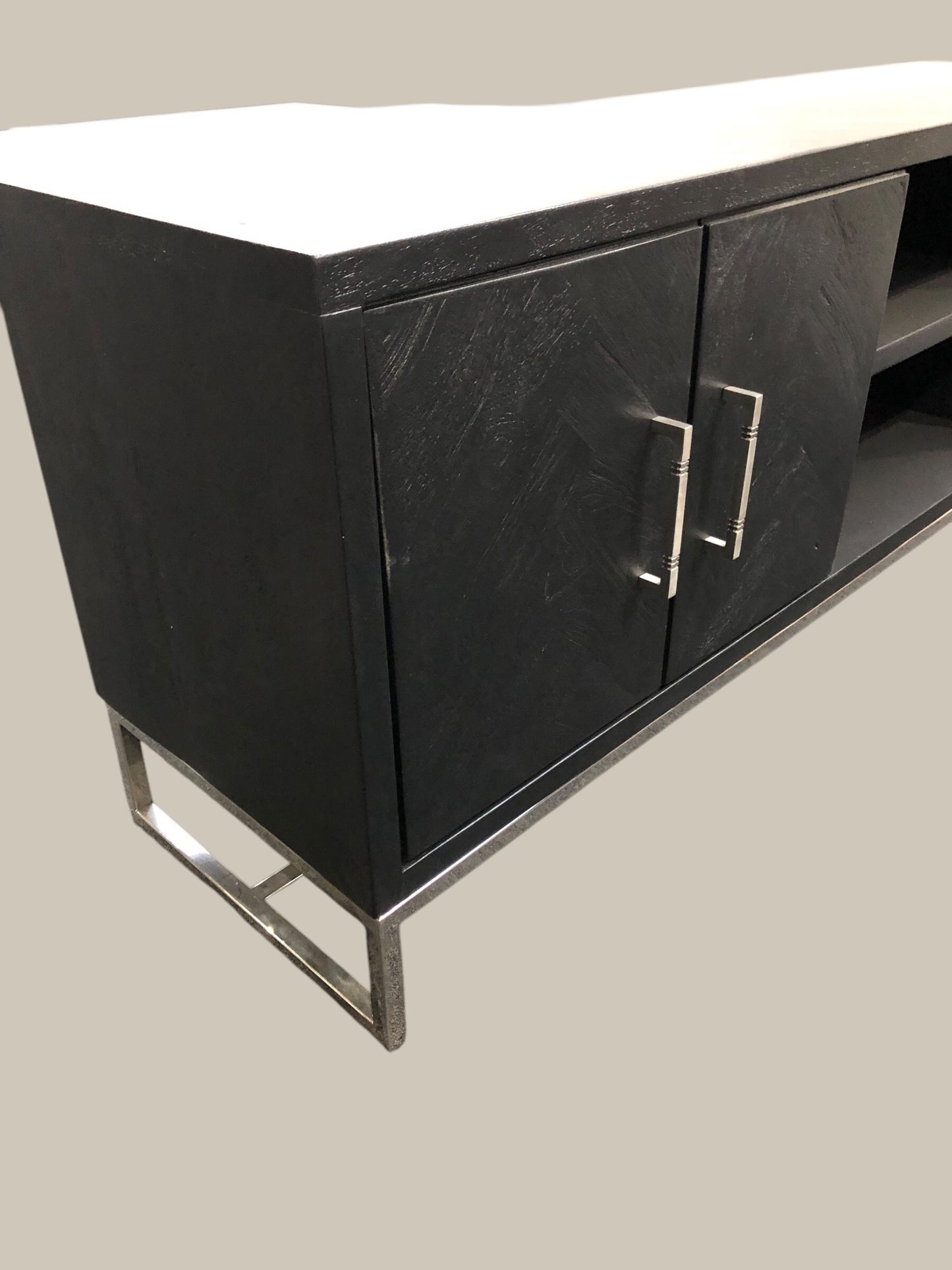 Tv Dressoir visgraat mango hout zwart