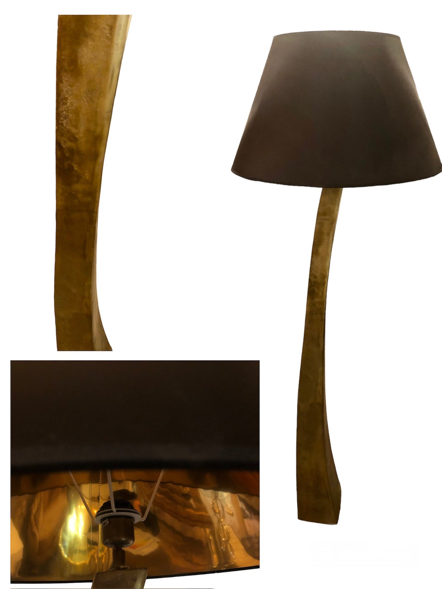 Vloerlamp goud met zwarte kap