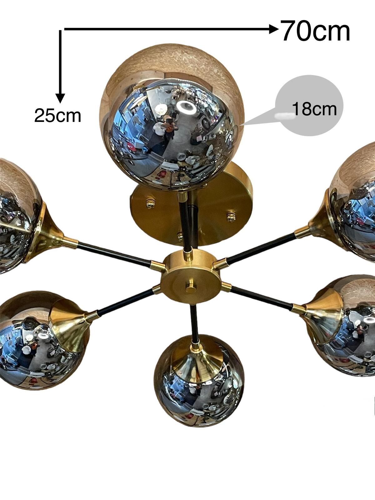 Plafondlamp 6 glazen ster