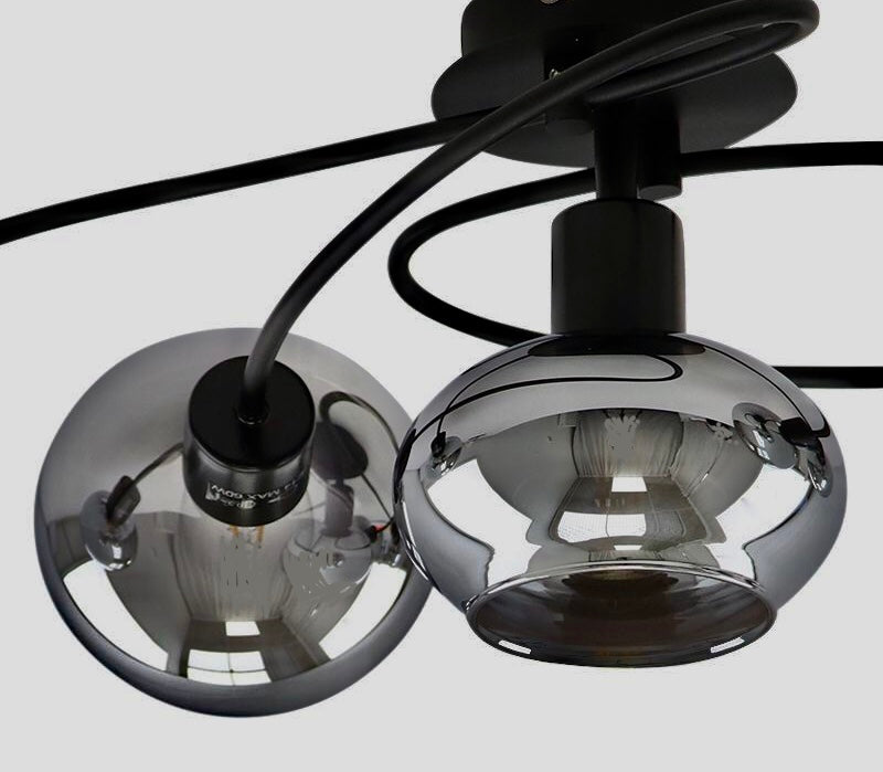 Plafondlamp 5 smokey glazen