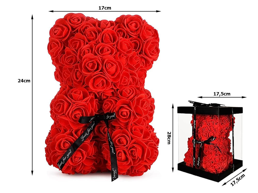 Decoratieve figuren Teddybeer met rozenblaadjes