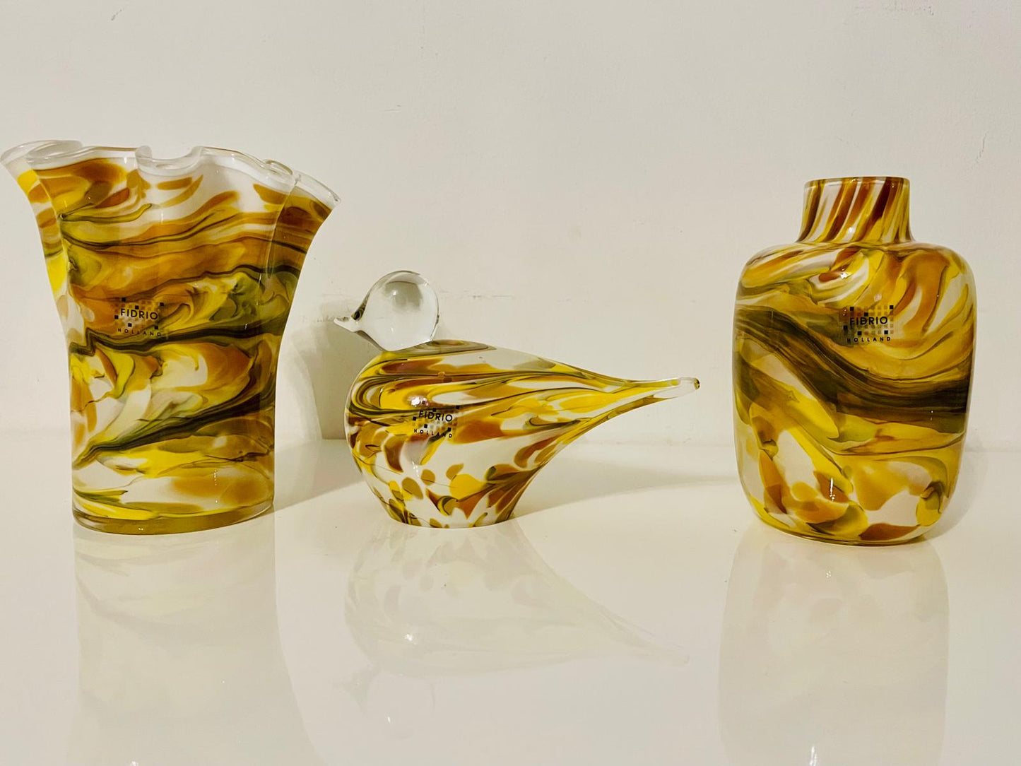 Fidrio design vaas Toronto - Fidrio Mustard -glas, mondgeblazen hogte 16 cm, diameter 10 cm