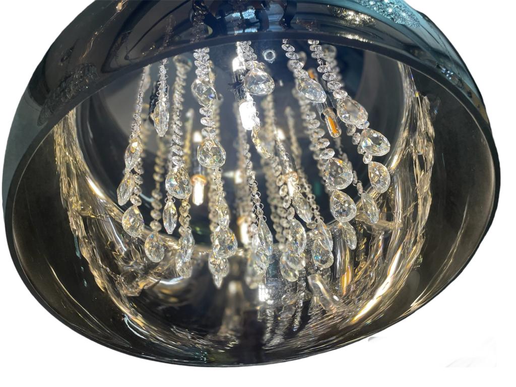 Kroonluchter smokey glas en kristallen