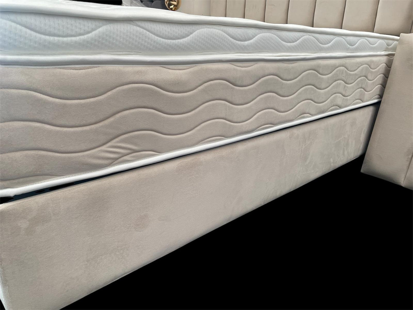 Boxspring crème Atlantik met opberg 180cm