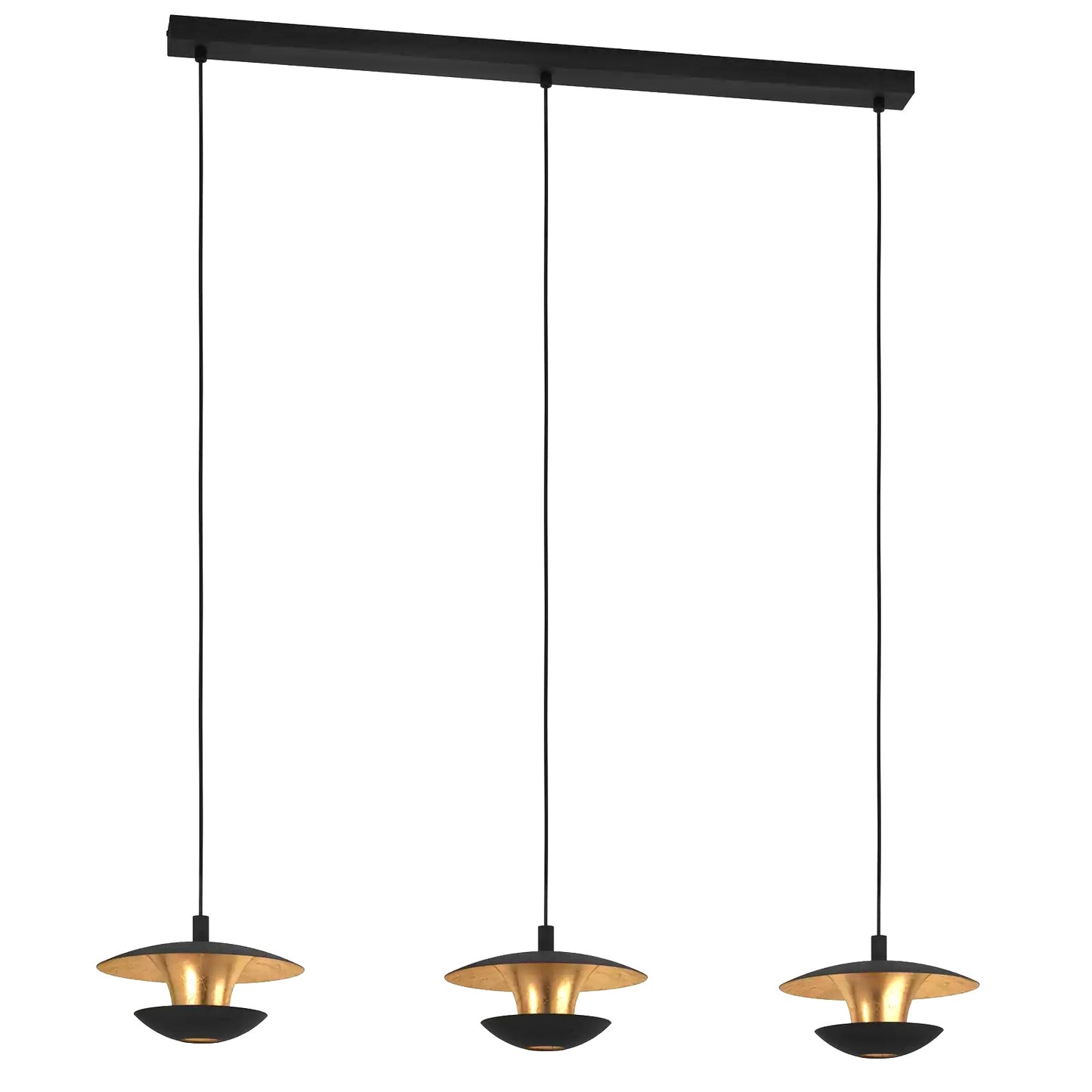 Hanglamp 3 LED lampen (goud/zwart)