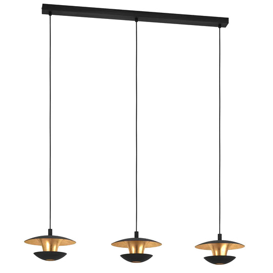 3 Led hanglamp goud/zwart