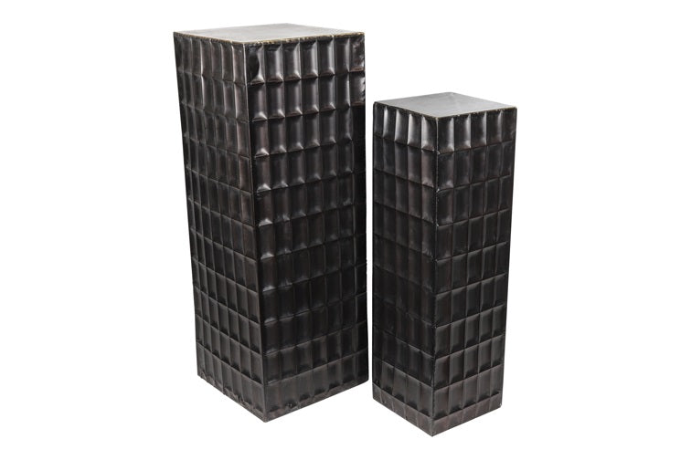 Zuil of pilaar decoratieve zwart vierkant (set)