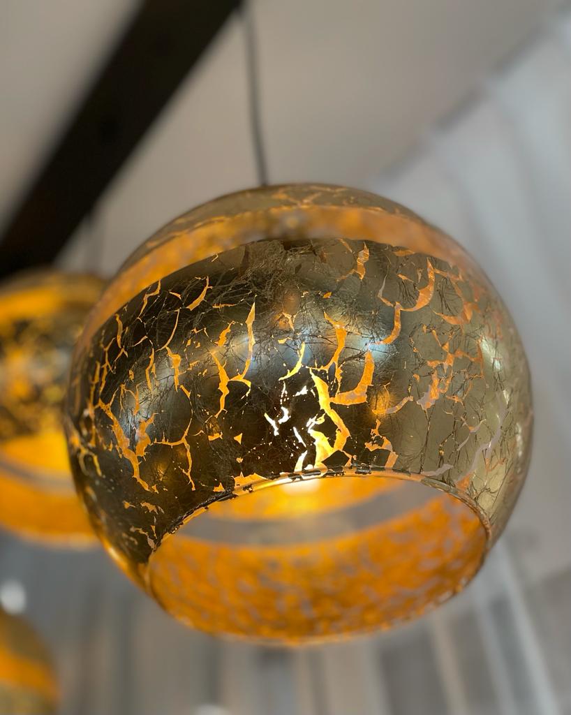 Plafondlamp 5 gouden glazen