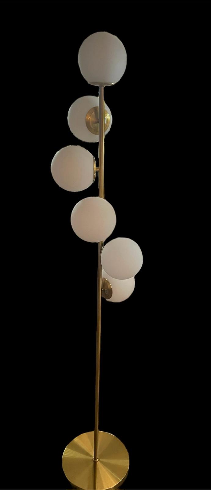 Vloerlamp goud/wit ballen