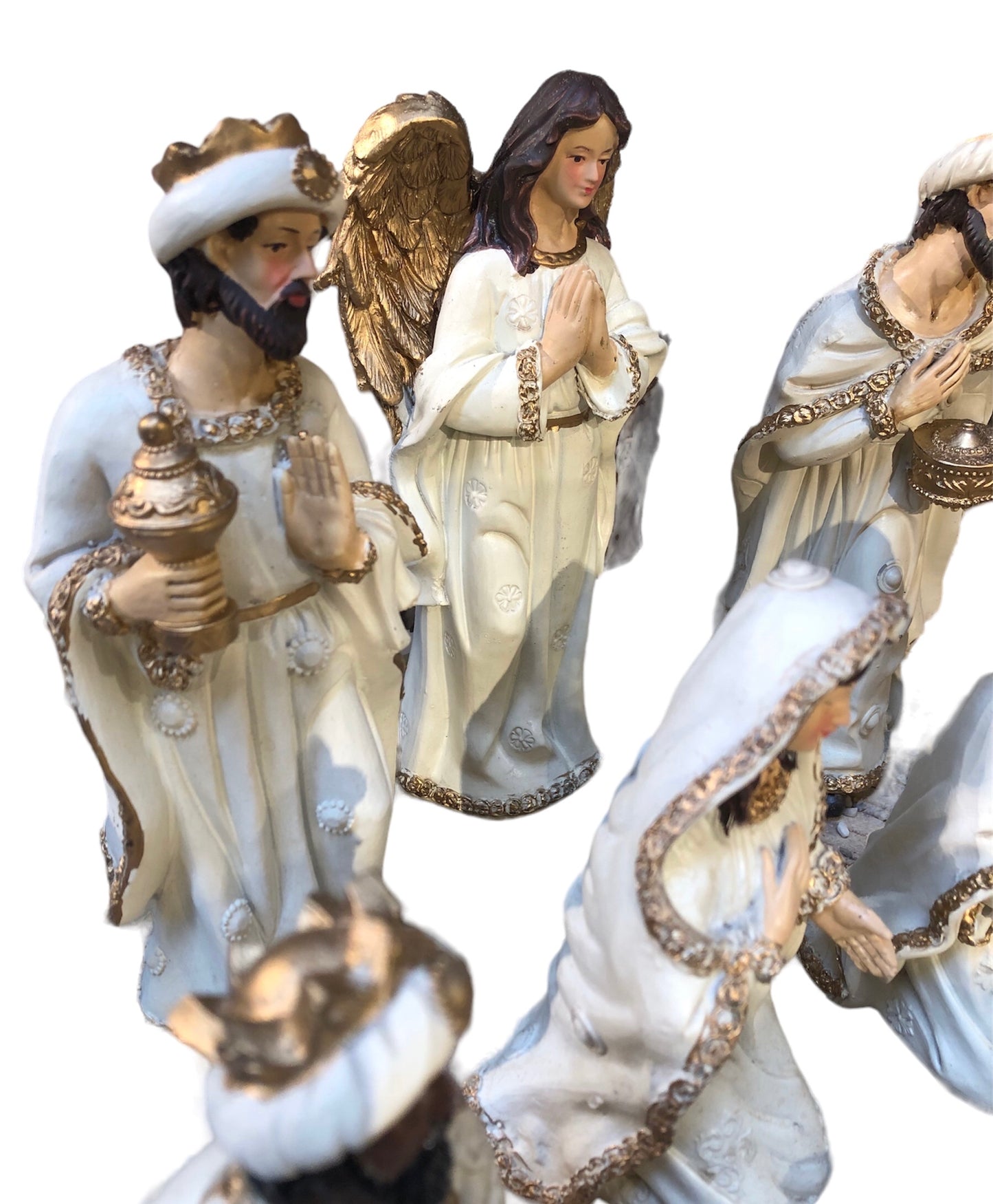 Kerststal wit/crème/goud
