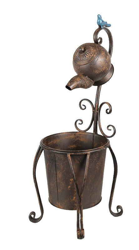 Metaal bloemenhouder theepot