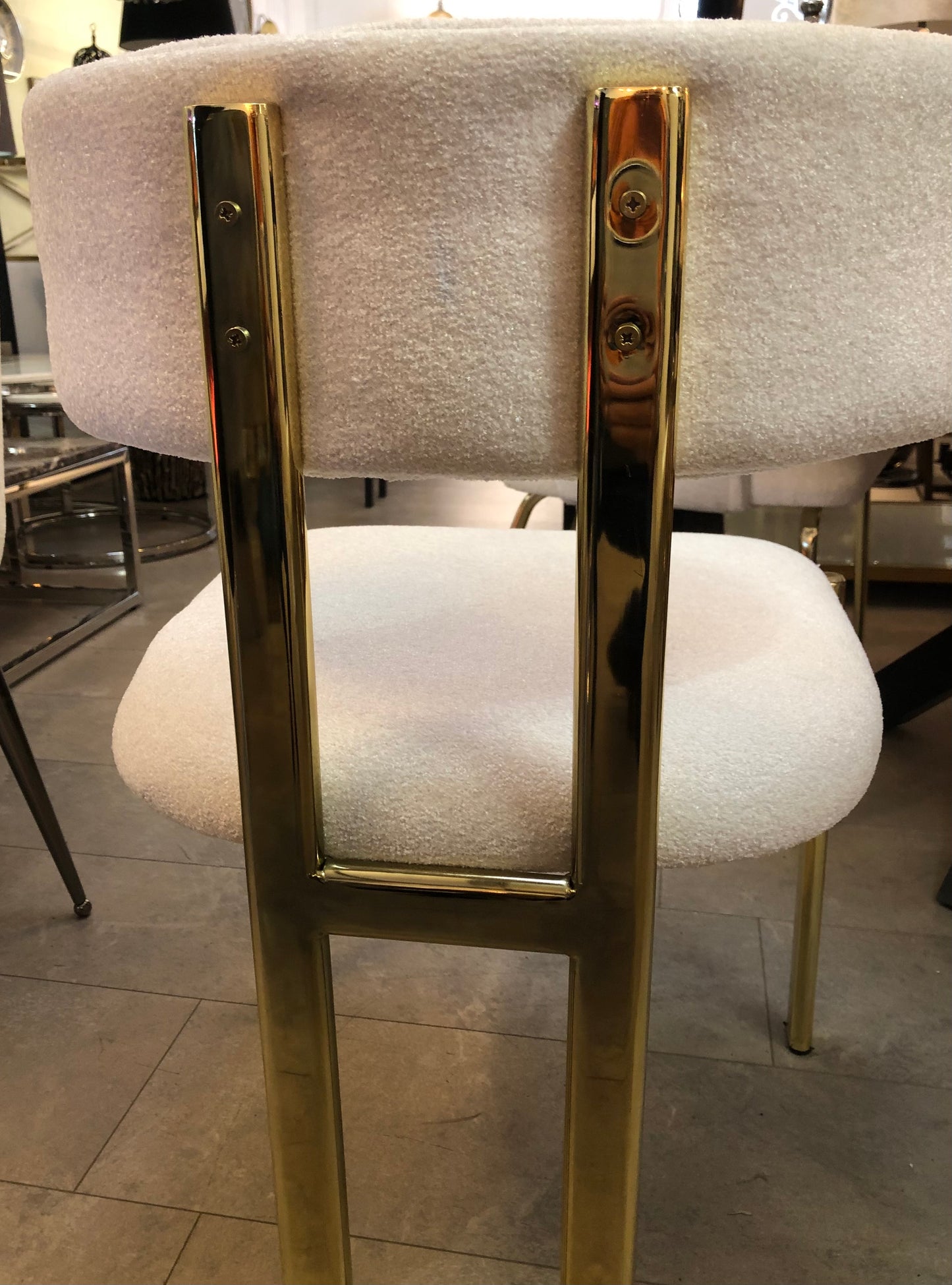 Eetkamerstoel Tokio wit(teddy)goud