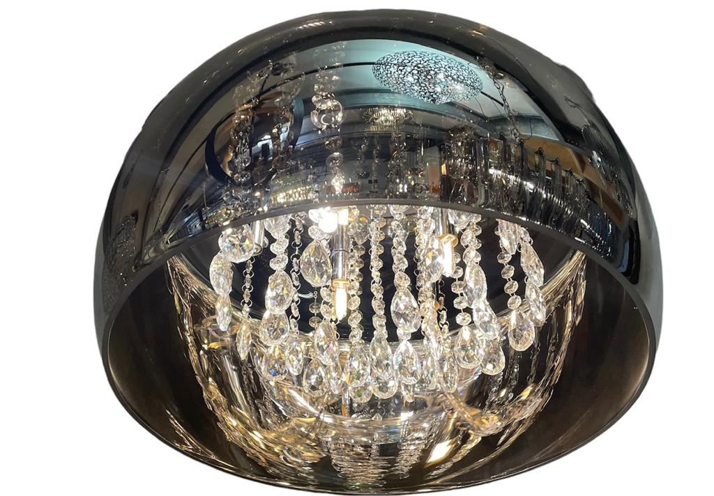 Kroonluchter smokey glas en kristallen