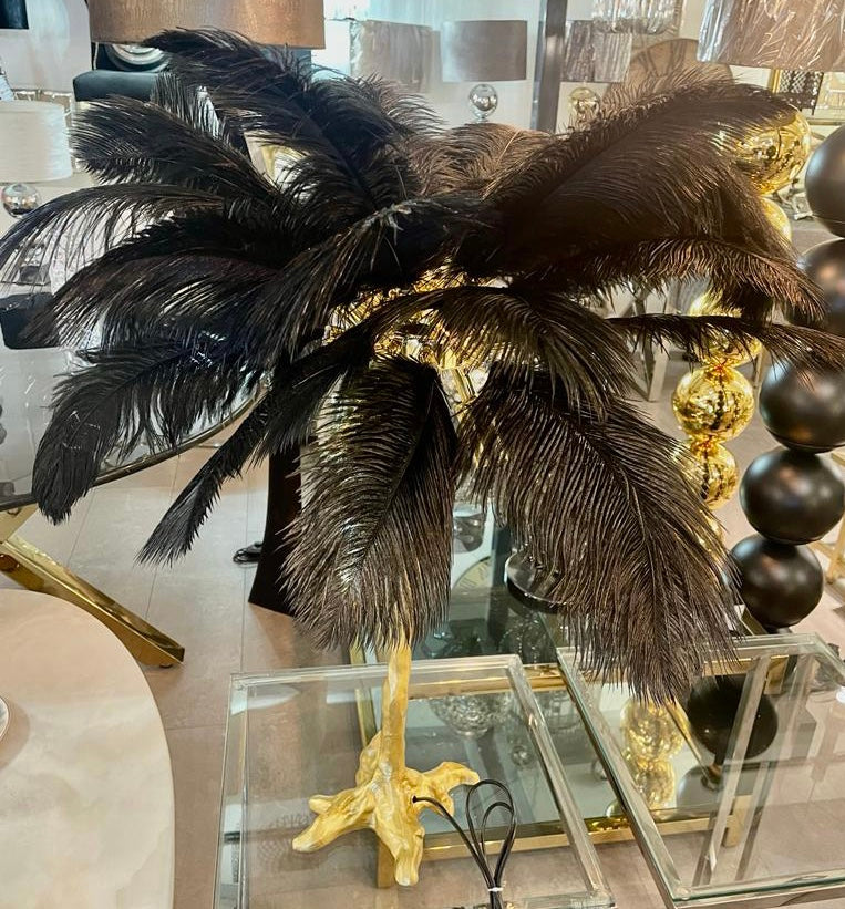 Tafellamp kokospalm zilver/zwart