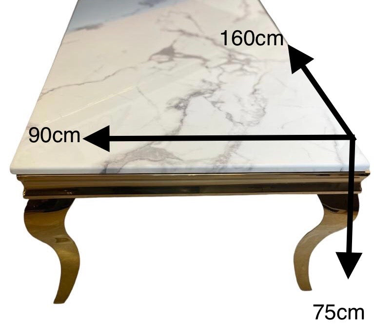 Eettafel marmer/zilver 160cm