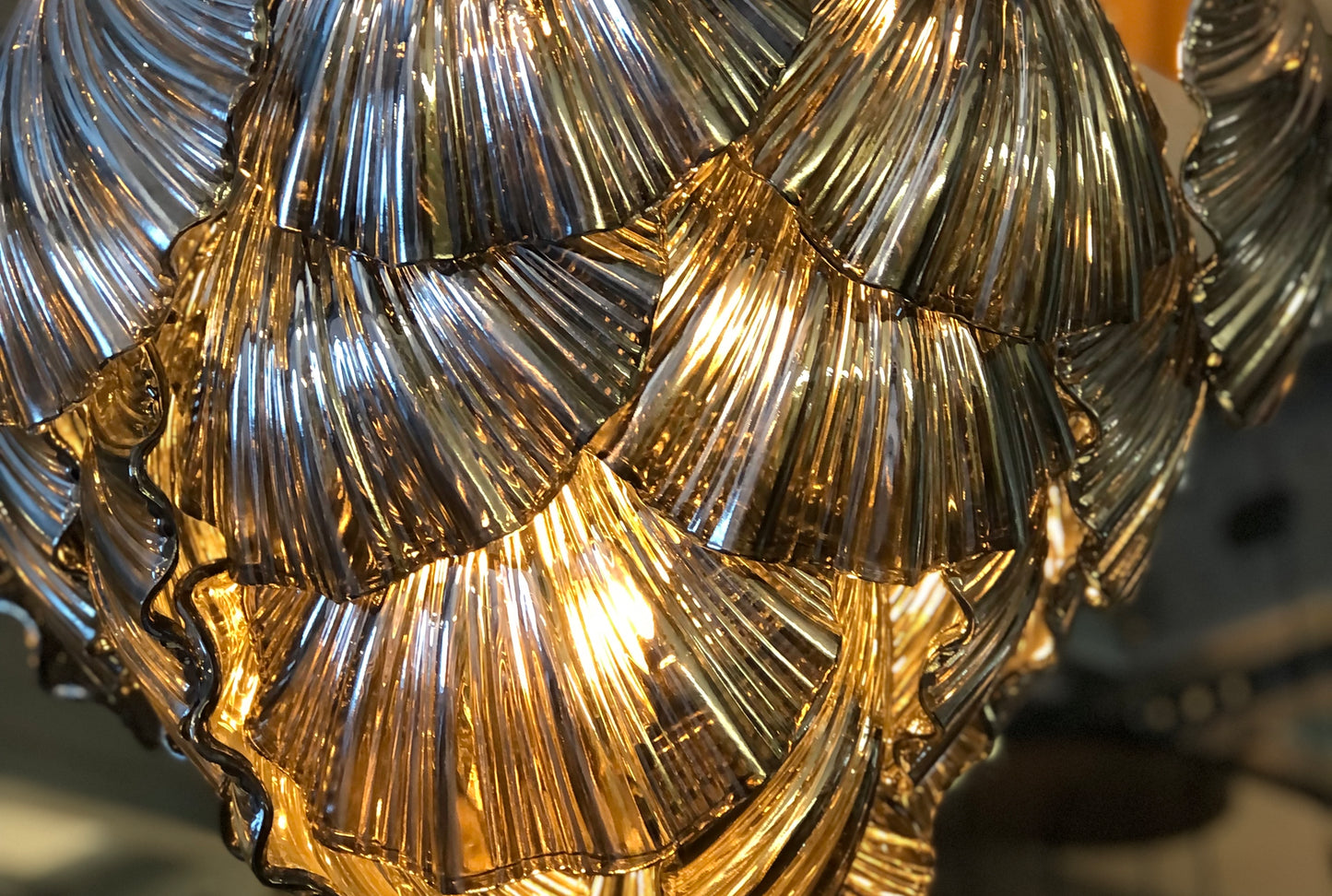 Kroonluchter schelpen van glas