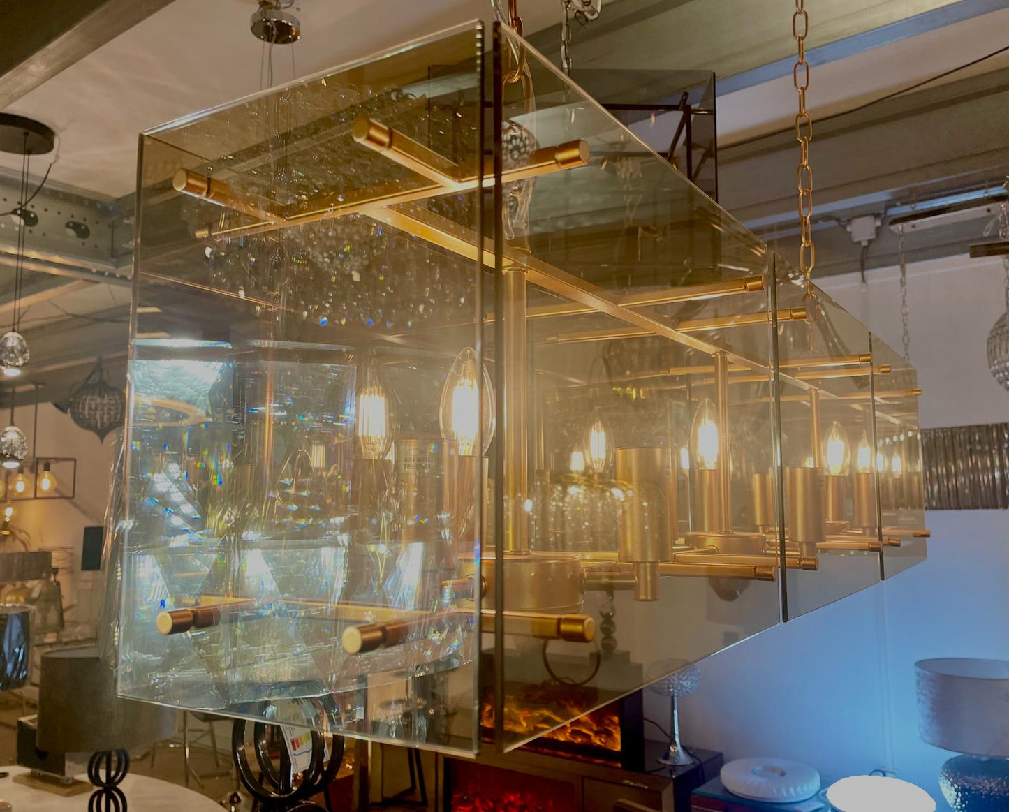 Plafondlamp goudkleurige glas