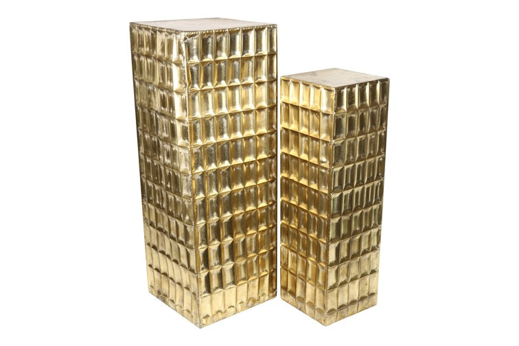 Zuil of pilaar decoratieve goudkleurig vierkant (set)