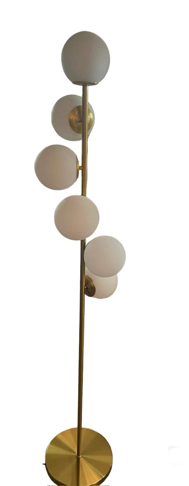 Vloerlamp goud/wit ballen