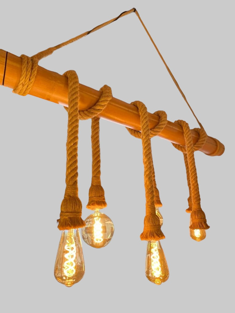 Hanglamp bamboe/touw