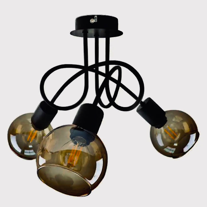 Plafondlamp 3 smokey glazen