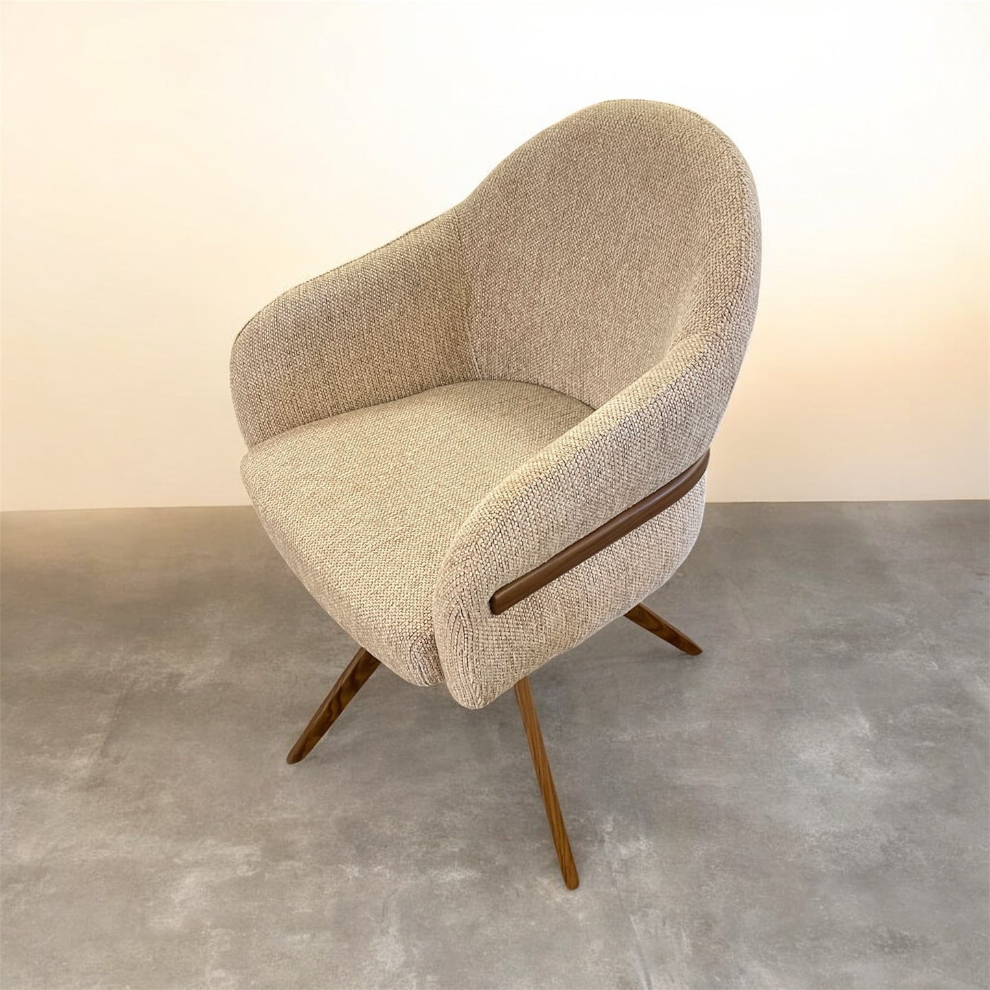 Eetkamerstoelen DRAAIBAAR STOEL 180 BOUCLE STOF BRONS ONDERSTEL