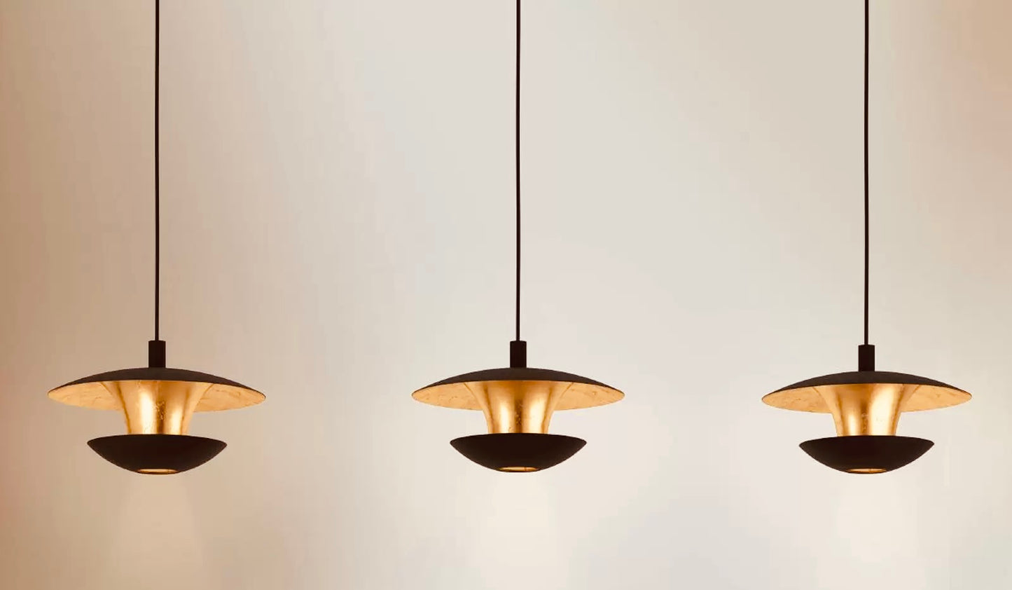 Hanglamp 3 LED lampen (goud/zwart)