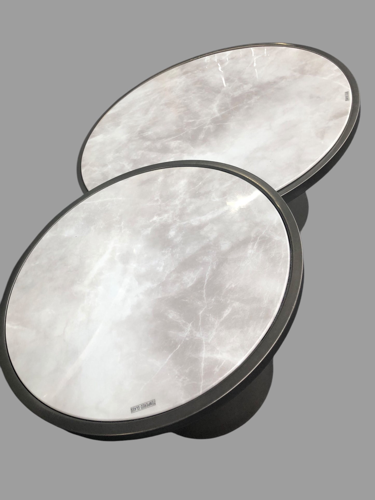 GUNMETAL met glasmarmer Salontafel set 80/60cm