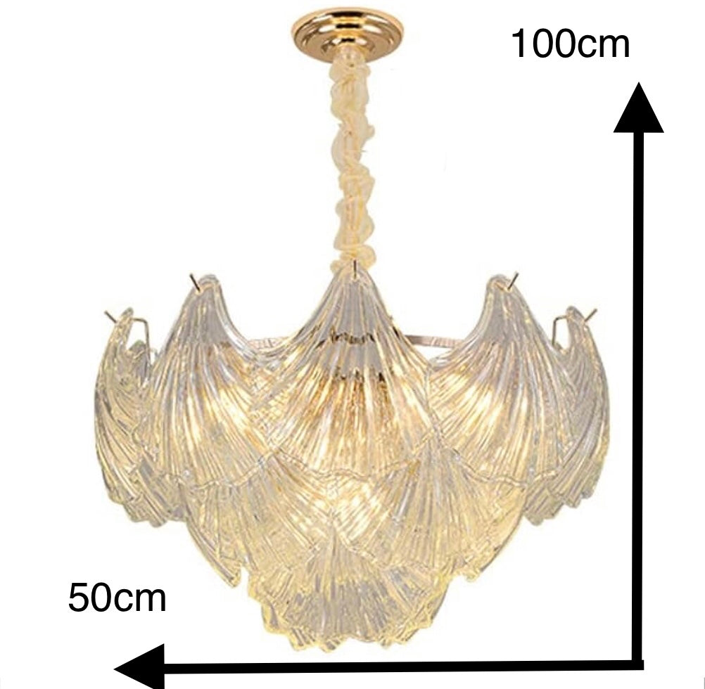 Kroonluchter schelpen van glas