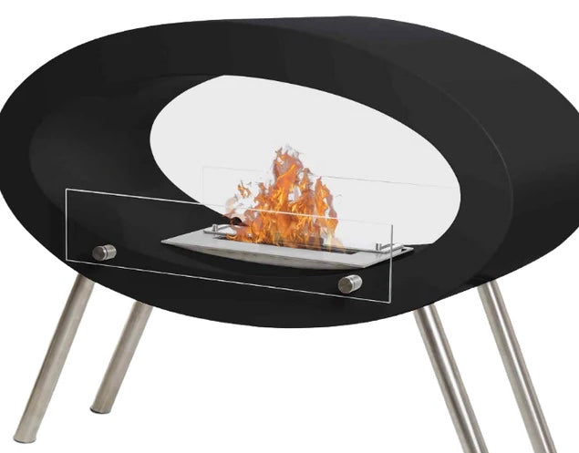 Bio-ethanol haard ovaal op poten wit.