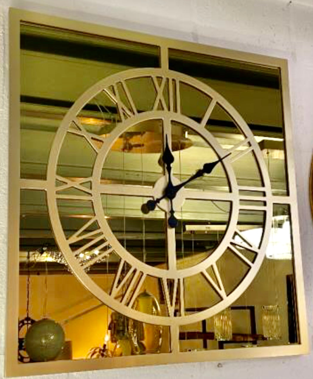 Mirror wandklok goud