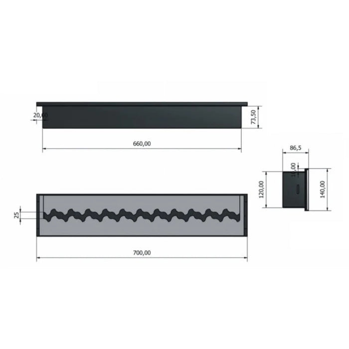 Bio Ethanol PRO Zigzag Brander 70 CM