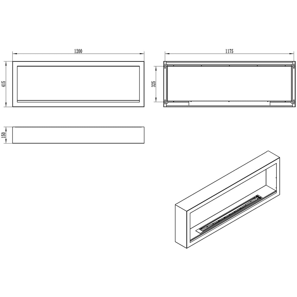 S - Line Wit Full BOX Bio-Ethanol Wandhaard 120 x 40 CM