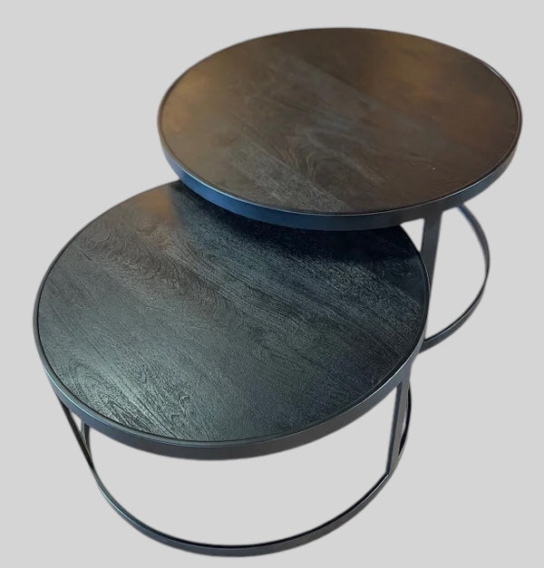 Bijzettafel Dublo Duo zwart Ø80/60 set