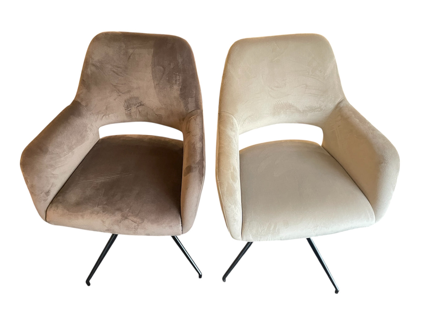 Eetkamerstoel, taupe met zwarte poot  draaibaar