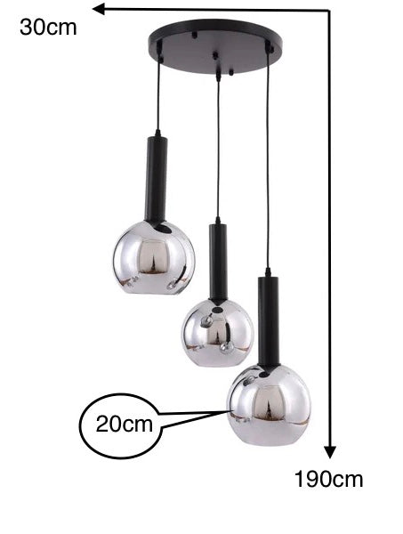 Plafondlamp 3 smok spiegel ballen