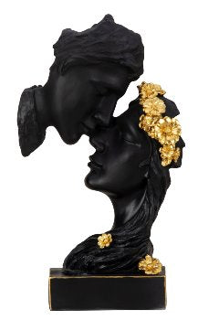 Sculptuur Zoenende Koppel - Zwart met Goud