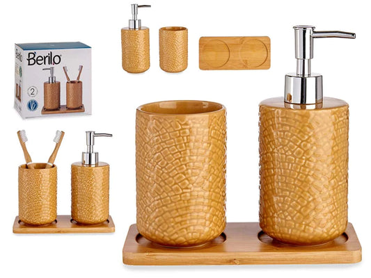 Keramiek badkamer set kameel